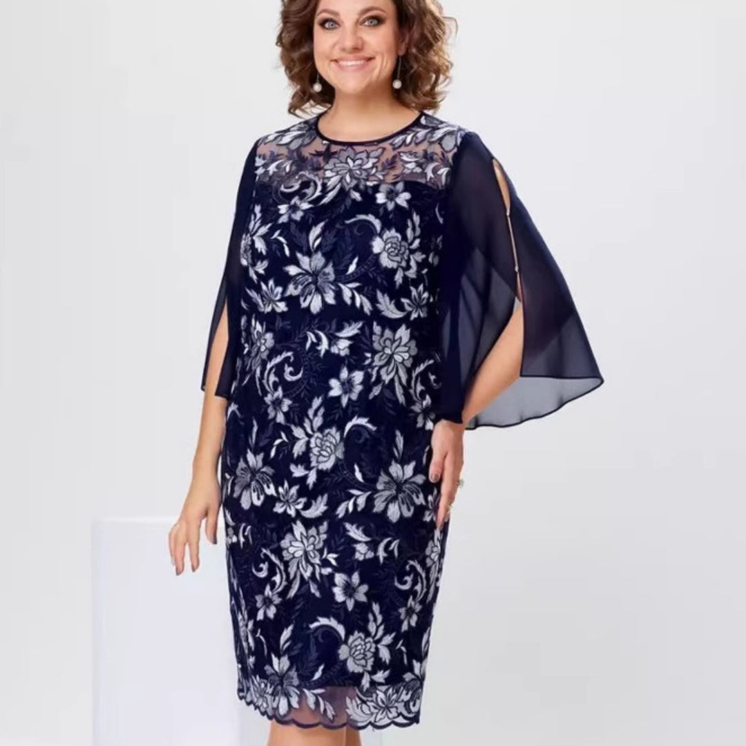 Printed Dress with Round-Neck