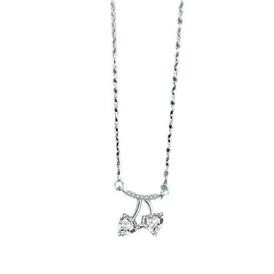 999 Sterling Silver CZ Cherry Choker Necklace