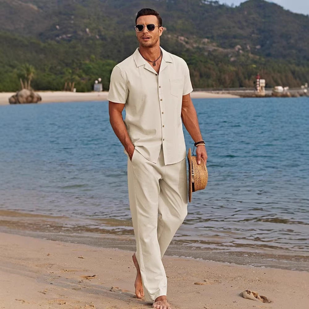 Shirt and Pants Set - Loose-Fit Beach Style