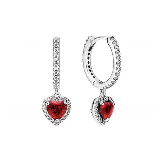 Heart-Shaped Stud Earrings in Red, Pink, and White