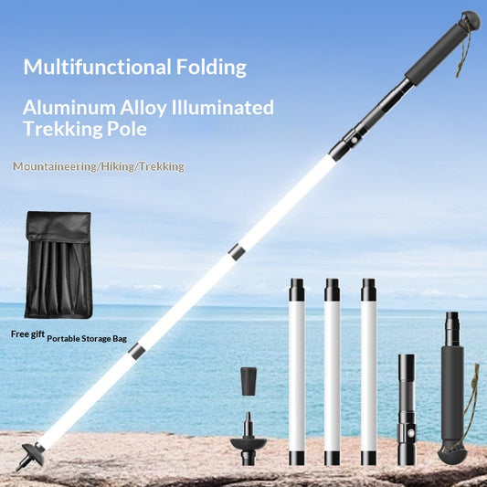 Hiking Pole with Foldable Aluminum and Built-In Light