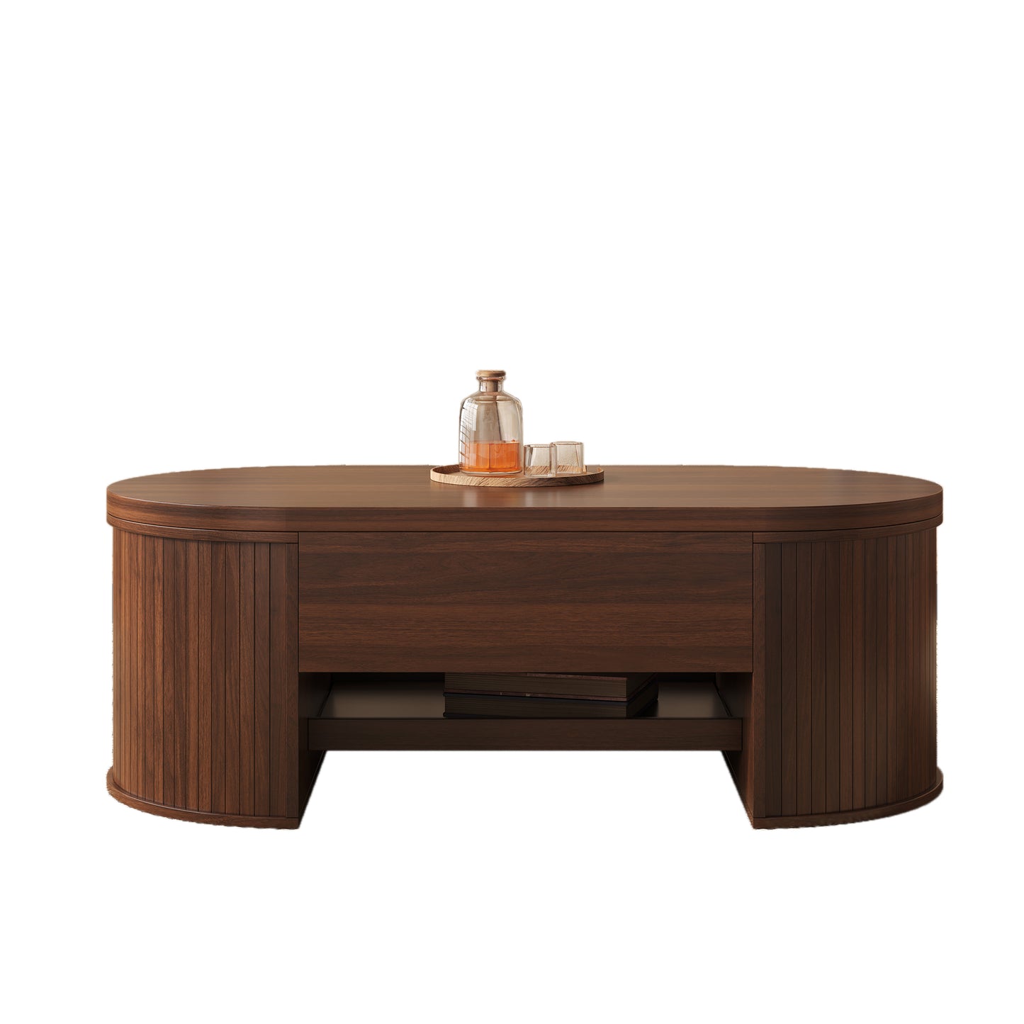 Lift-Top Coffee Table with Curved Wooden Sides