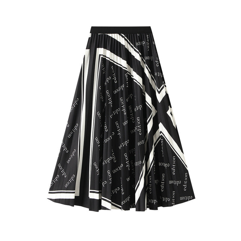 A-Line Skirt, Elastic-Waist Mid-Length Flared