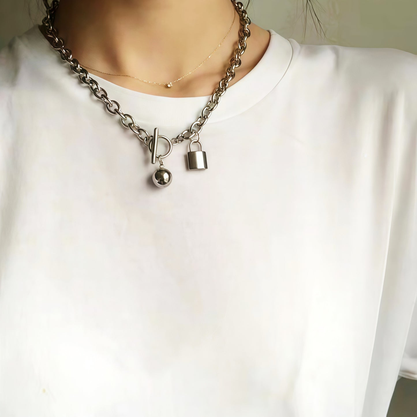 Ins European And American Punk-style Metallic Titanium Steel Bead