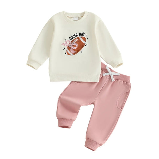 Girls New Baseball-style Embroidered Hoodie Set