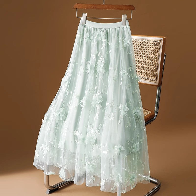 Mid-Length High-Waisted A-Line Skirt