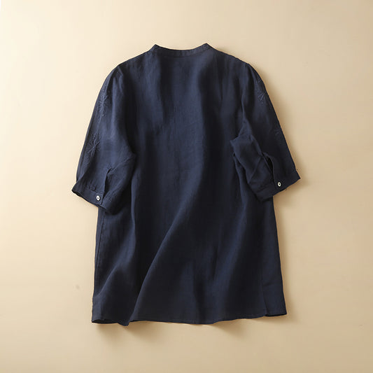 Linen Top with Stand Collar
