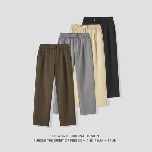 Men's Mid-Length Casual Pants with Elastic Waist