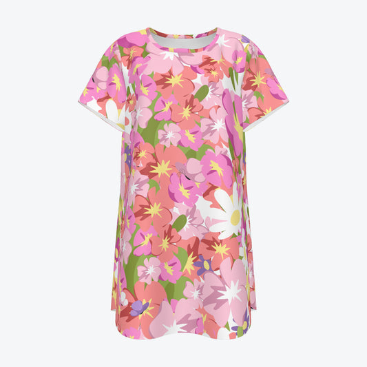 Casual Dress - 3D-Printed Round-Neck