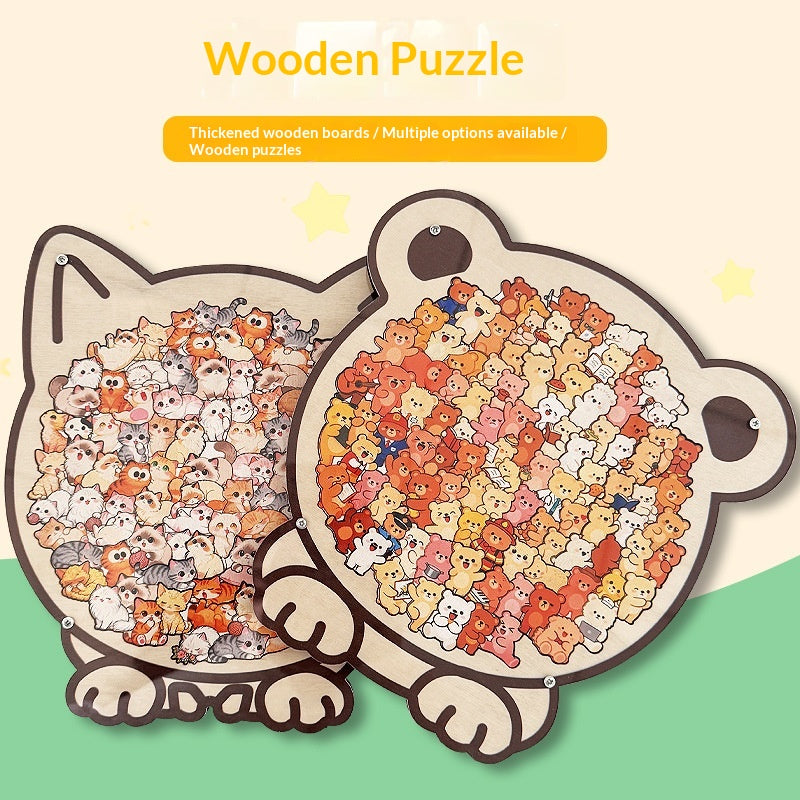 Wooden Cat Puzzle with Irregular Pieces