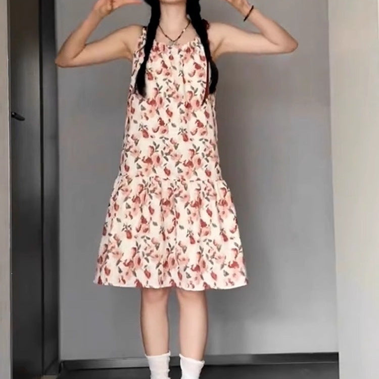 Women's Fashionable Slim-fit Floral Print Slip Dress