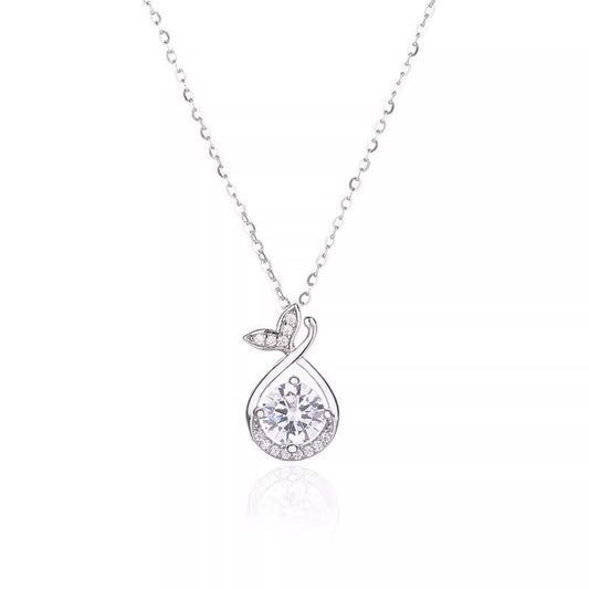 999 Sterling Silver Round Zircon Mermaid Necklace