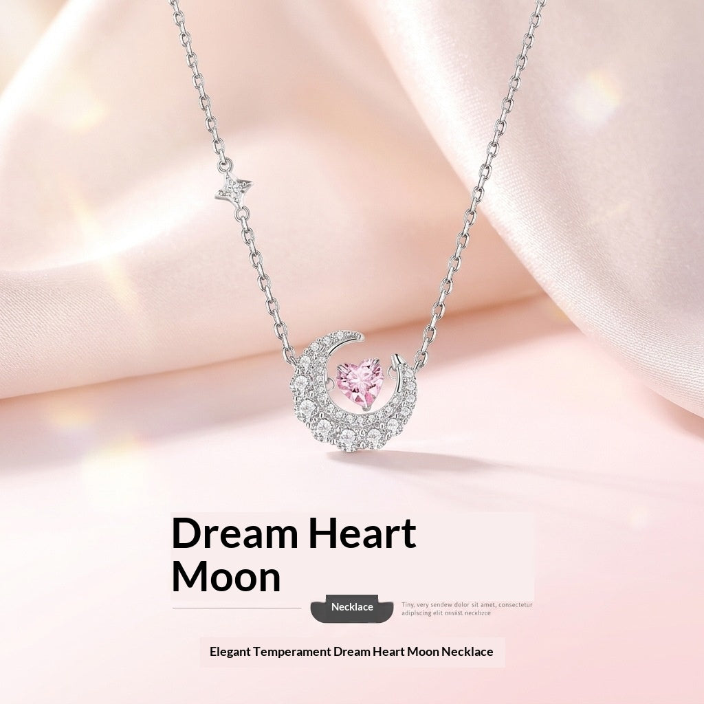 Phantom Dream Heart Moon Clavicle Chain Necklace