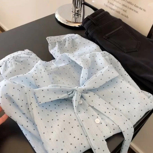 Long-Sleeve Top with Bow Accent