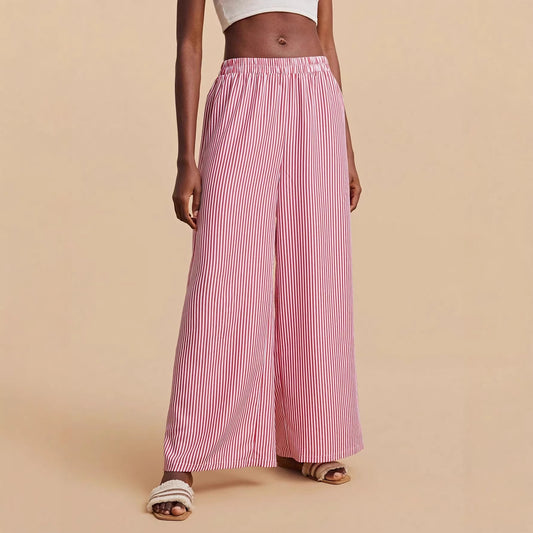 Bohemian High-Waisted Straight-Leg Trousers