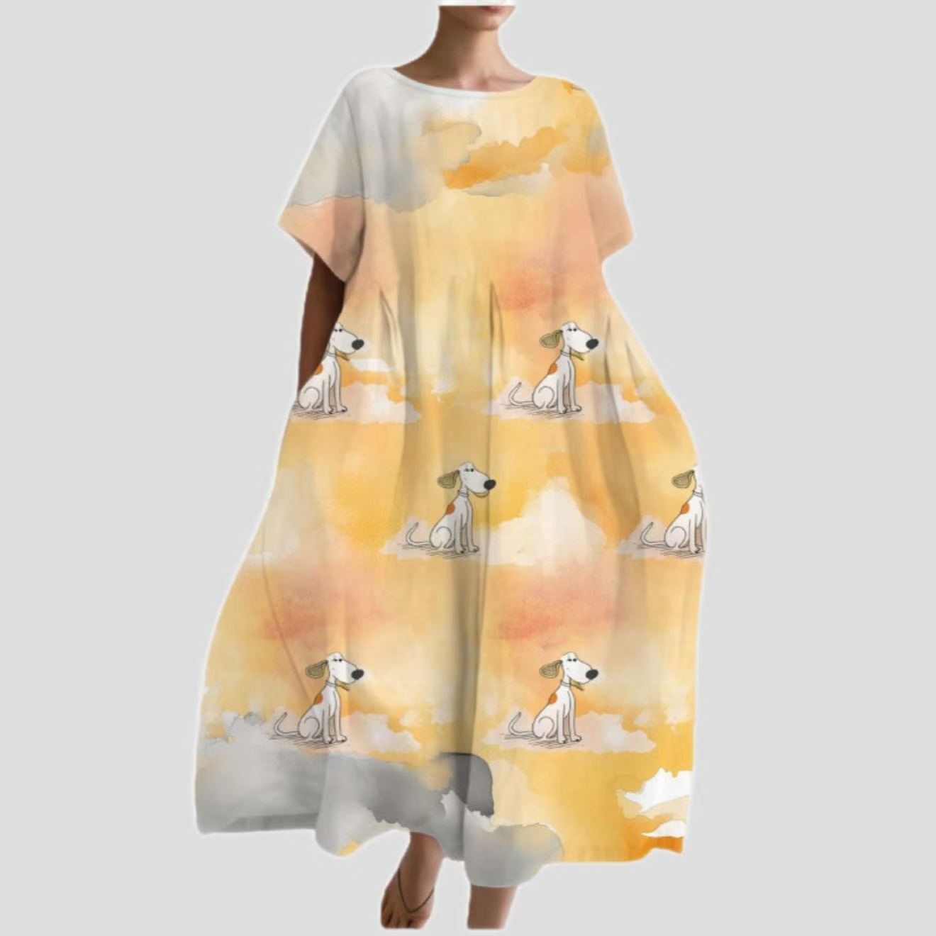 Women's Printed Loose-Fit Short-Sleeve Dress