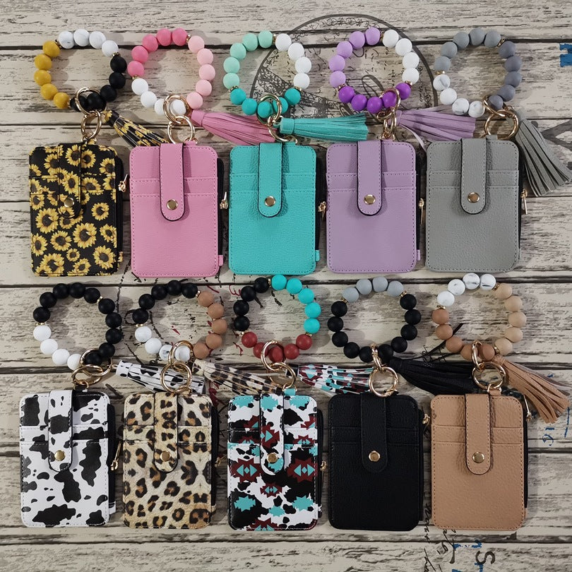 Leather Wallet with Silicone Bead Bracelet
