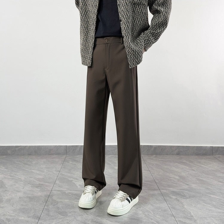Mens Wide-Leg Slightly Flared Casual Pants