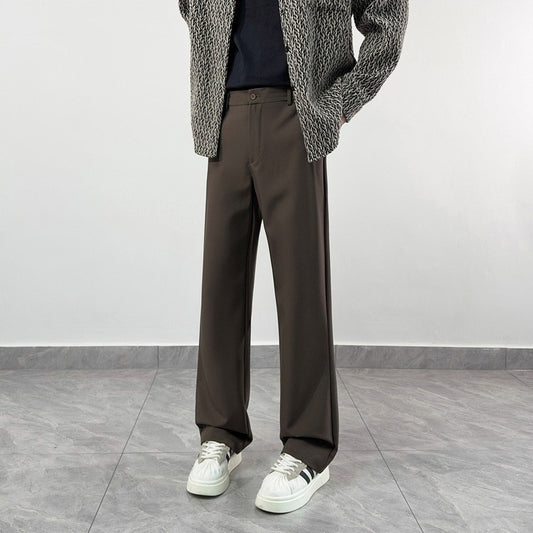 Mens Wide-Leg Slightly Flared Casual Pants