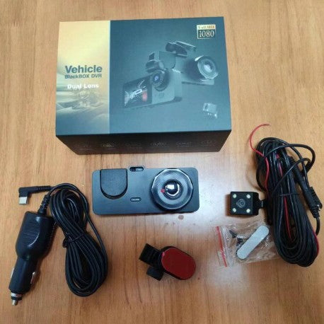1080p HD Dashcam with Night Vision & Rearview Camera