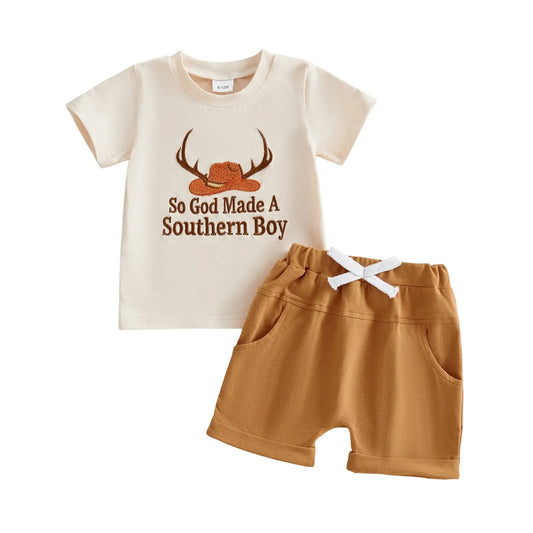 Children's Embroidered Set with Retro Pattern