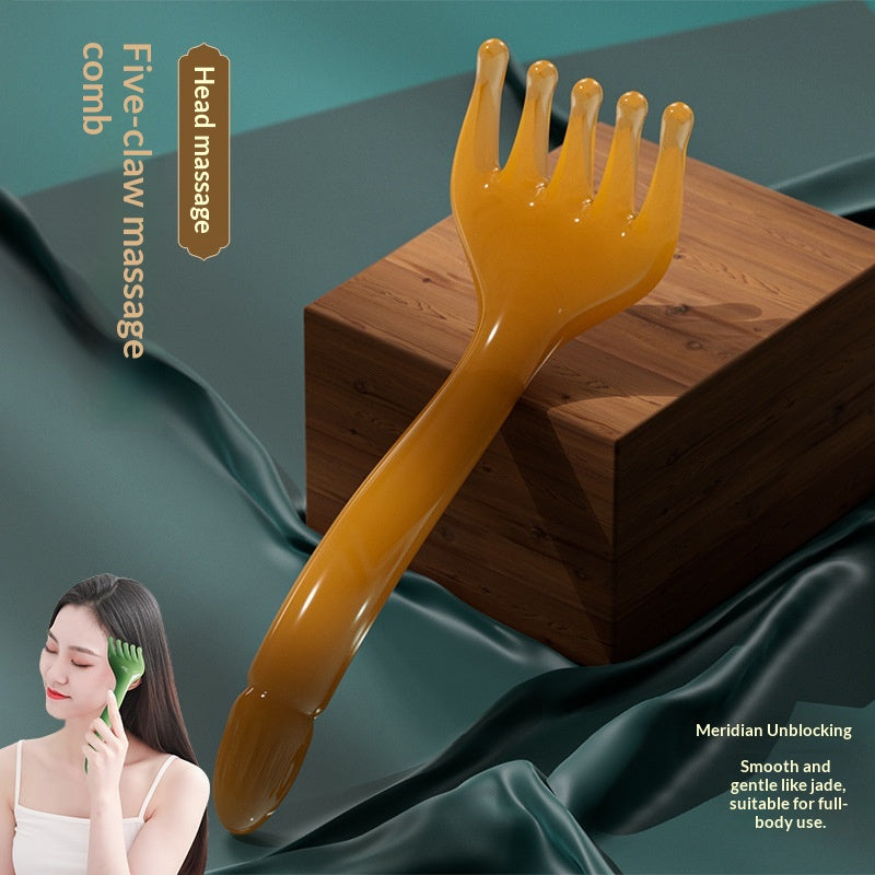 Massage Comb with Resin Five-Prong Design