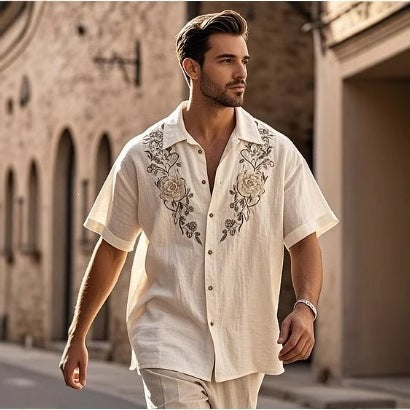 Men's Retro 3D Printed Short-Sleeve Shirt