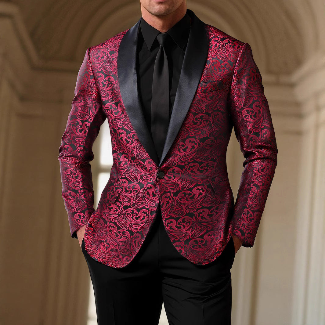 Men's Casual Blazer with Jacquard Pattern