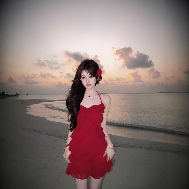 Womens FashionableSexy Figure-flattering Strap Dress