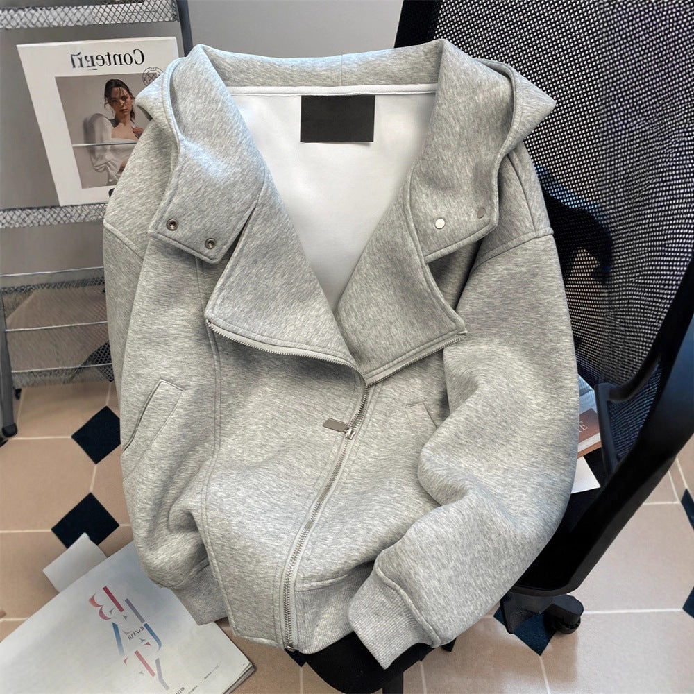 Zip-Up Hoodie with Dual Zippers