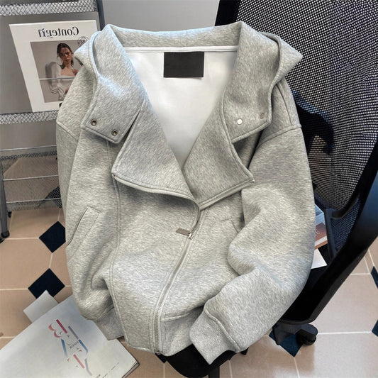 Zip-Up Hoodie with Dual Zippers