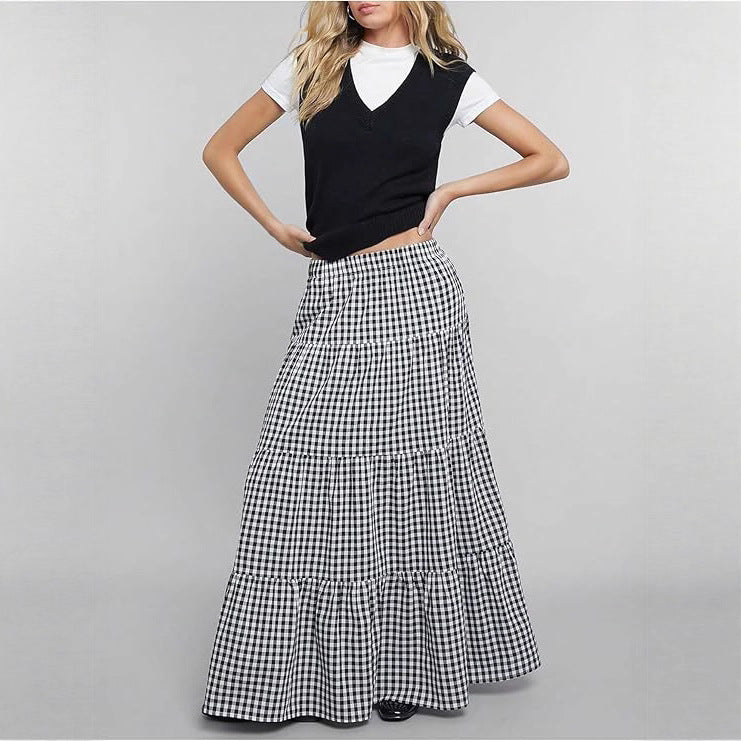 High-Waisted A-Line Midi Skirt with Full Skirt