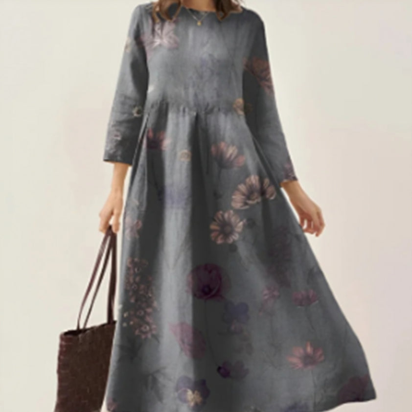 New Womens Retro Watercolor Long Dress