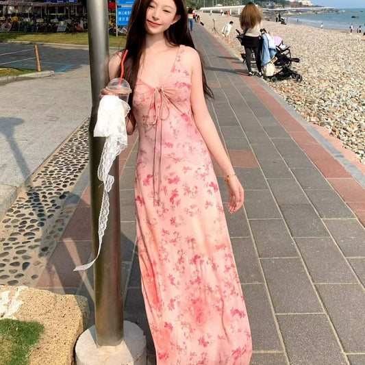Womens Floral-Print Strap Dress