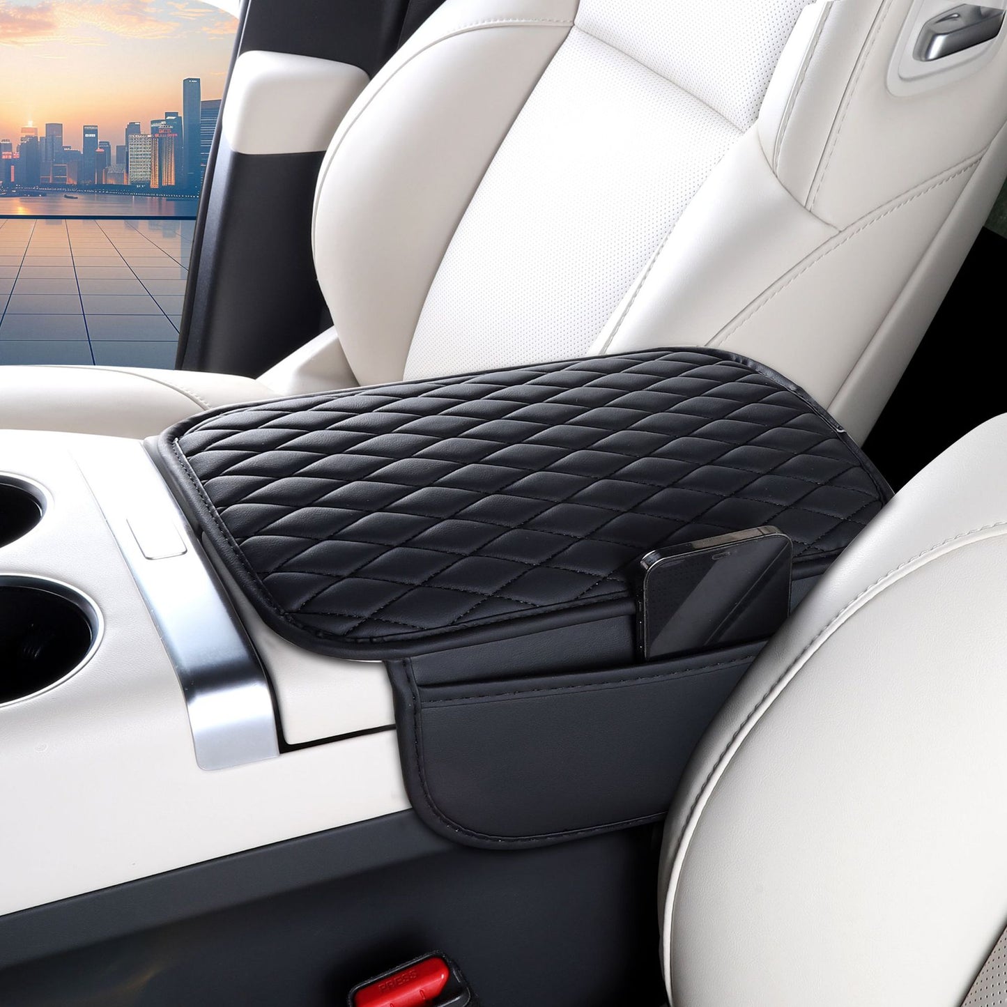 Car Armrest Pad with Waterproof Storage Compartment