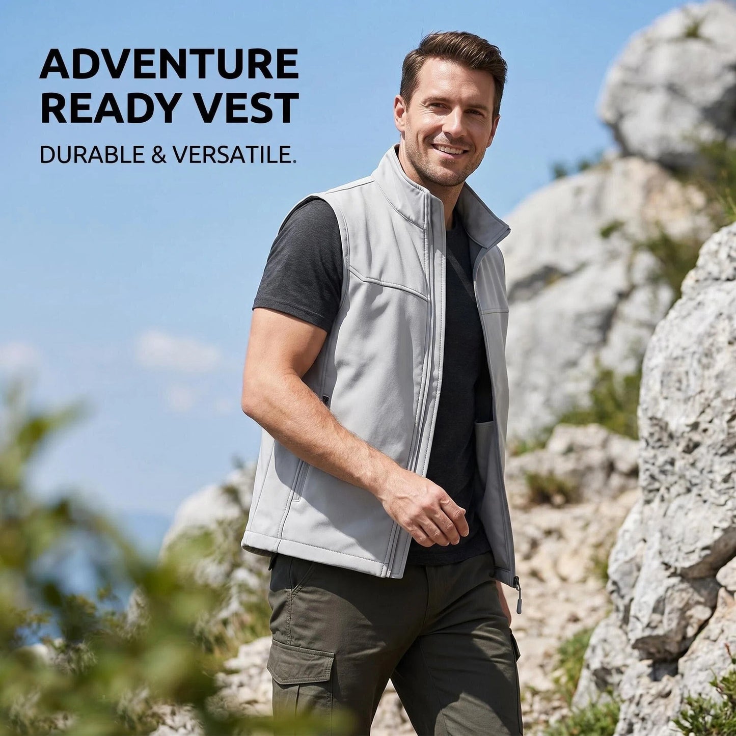 Zip-Up Vest - Stand-Neck