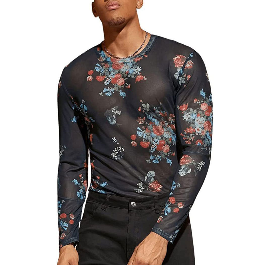 Men's See-Through Mesh T-Shirt, Tight-Fitting