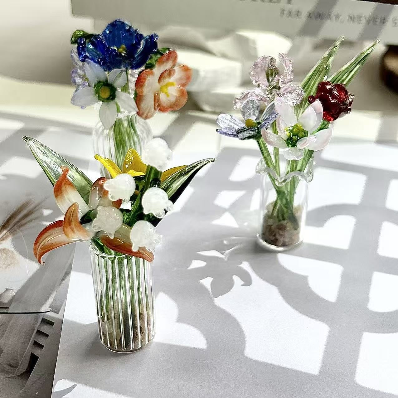 Handmade Glass Mini Birth Flower Tabletop Ornament