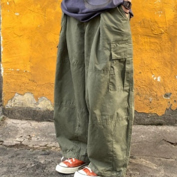 Drawstring Work Pants in Japanese Retro Style