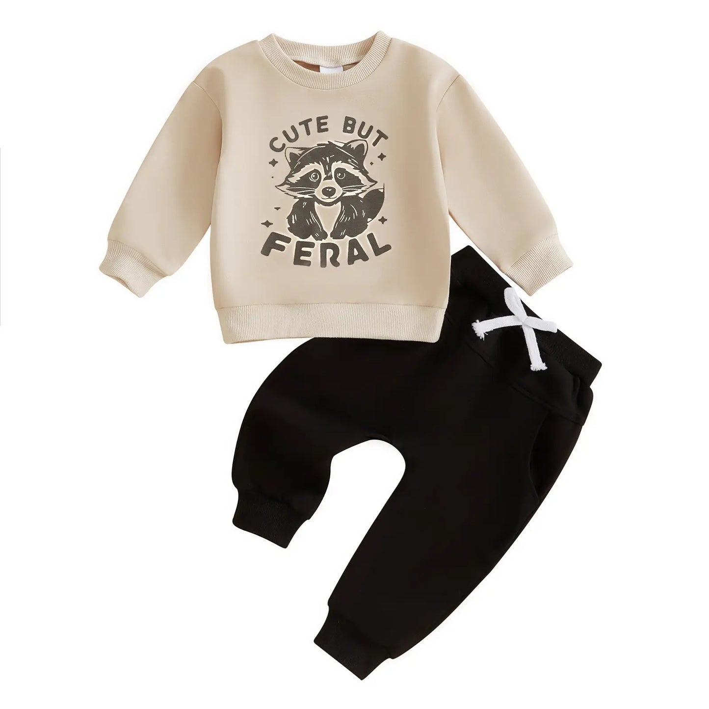 Childrens Round-neck Small Motorcycle-printed Outfit Set