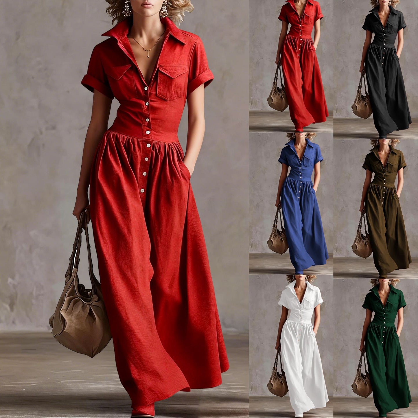 Long Dress with Short Sleeves