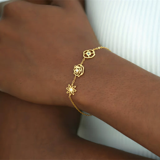 Personalized 12 Birth Flower Bracelet