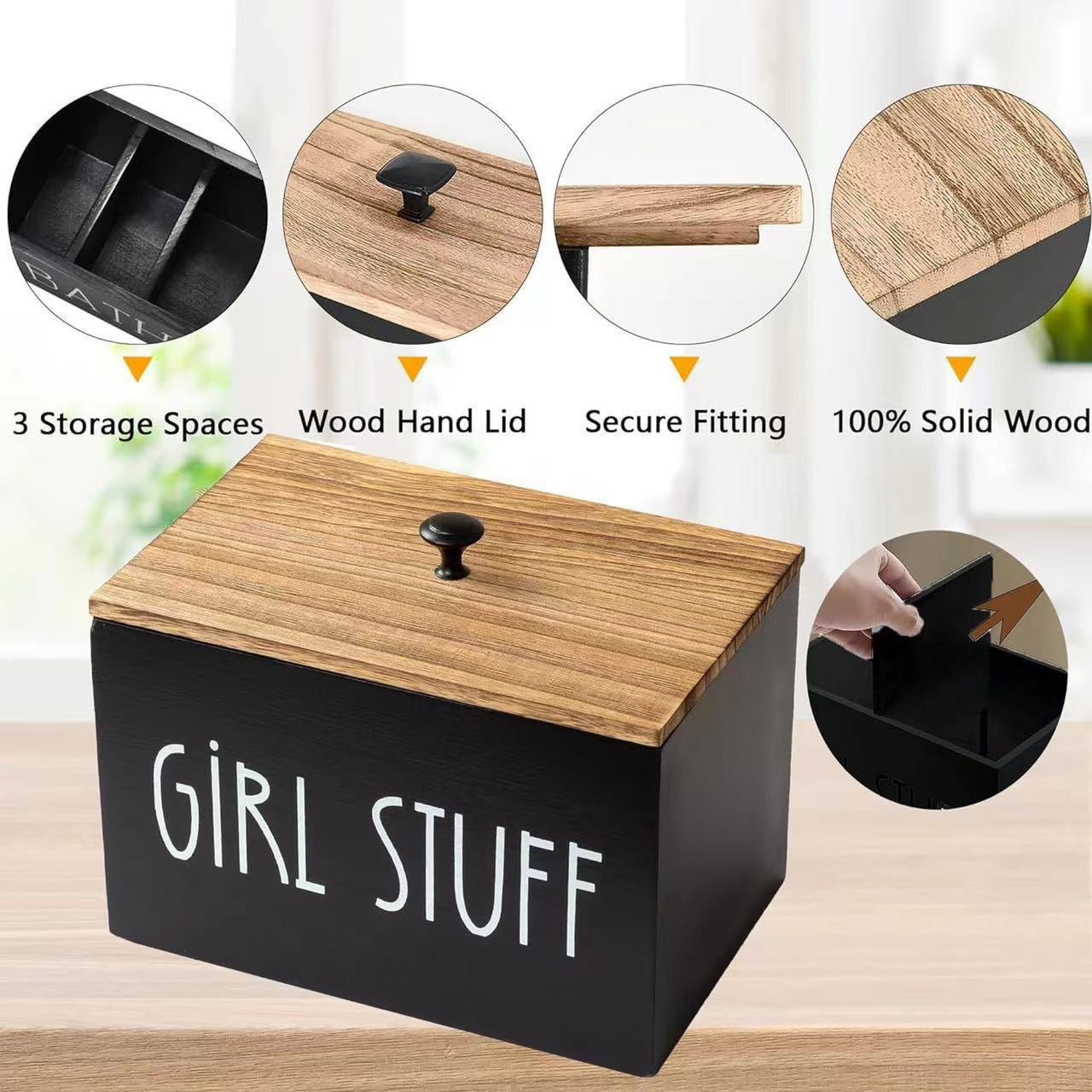 Wooden Bathroom Toilet Paper Storage Box