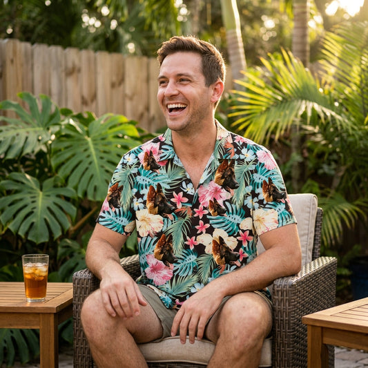 Watercolor Hibiscus Monstera Black Hawaiian Shirt