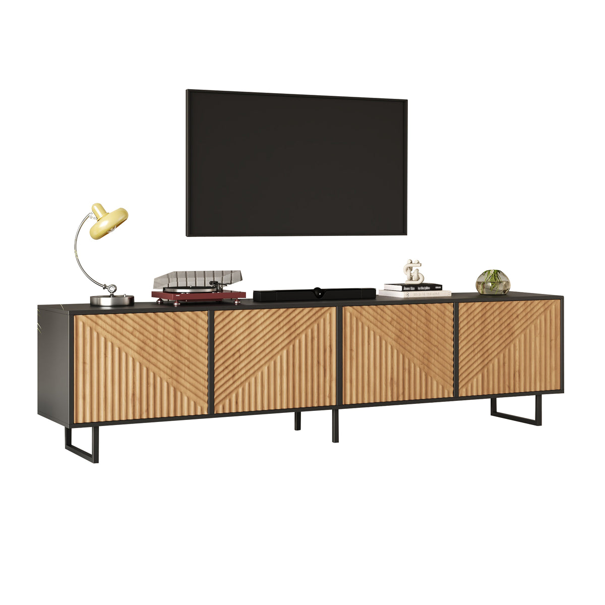 TV Stand (180cm) with 4 Cabinets for 75-Inch TVs