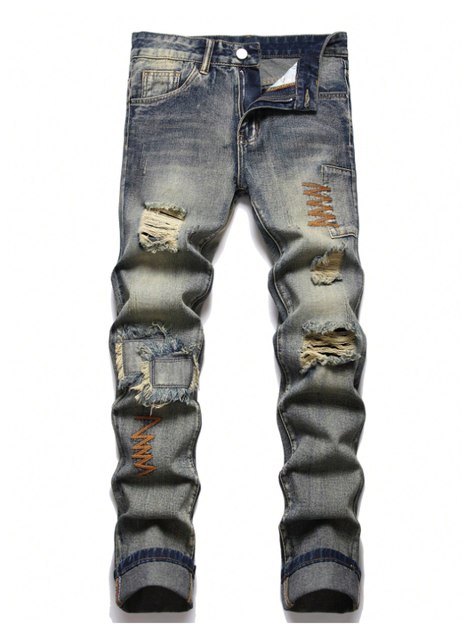 Straight-Leg Pants, Slim Fit Stretch