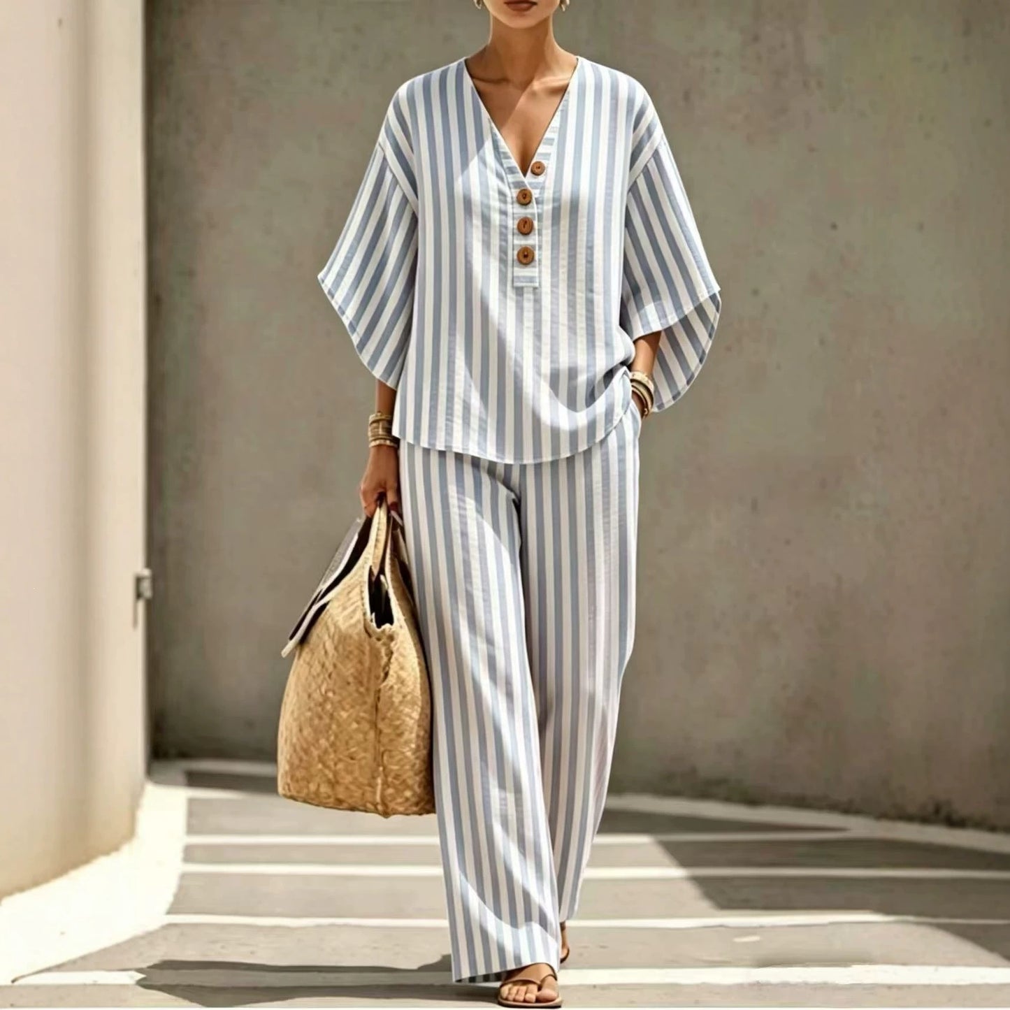 Shirt Set - Striped Linen