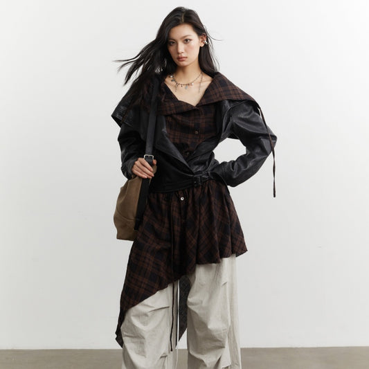 PU Leather Jacket in Apron-Style