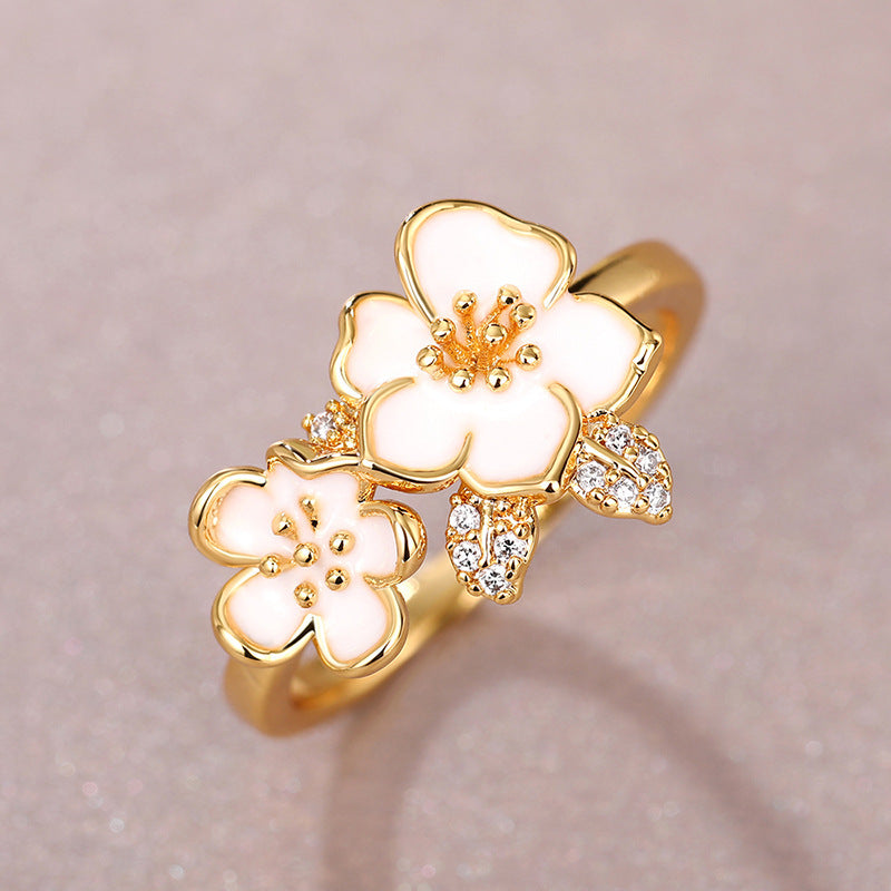 Korean-style Ethereal Camellia Ring For Women
