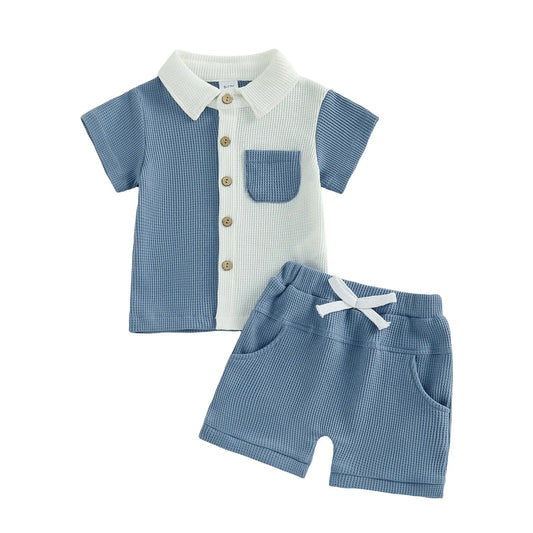 Kids' Solid-Color Shirt with Turn-Down Collar